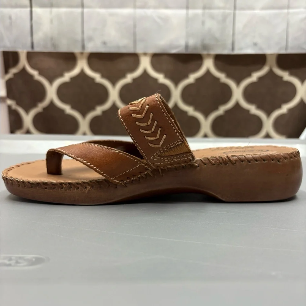 Dr. Scholl's Air Pillo Thong Leather Sandals Womens Flip Flops Wedge Shoes Sz 8 - Picture 3 of 12